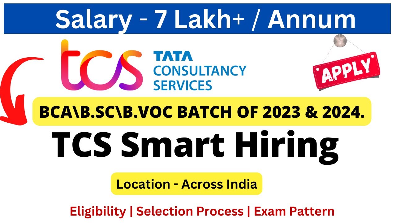 TCS Off Campus Drive for Smart Hiring 2023 & 2024 | Trainee | Salary 7 LPA+ #freshersjobs #tcs