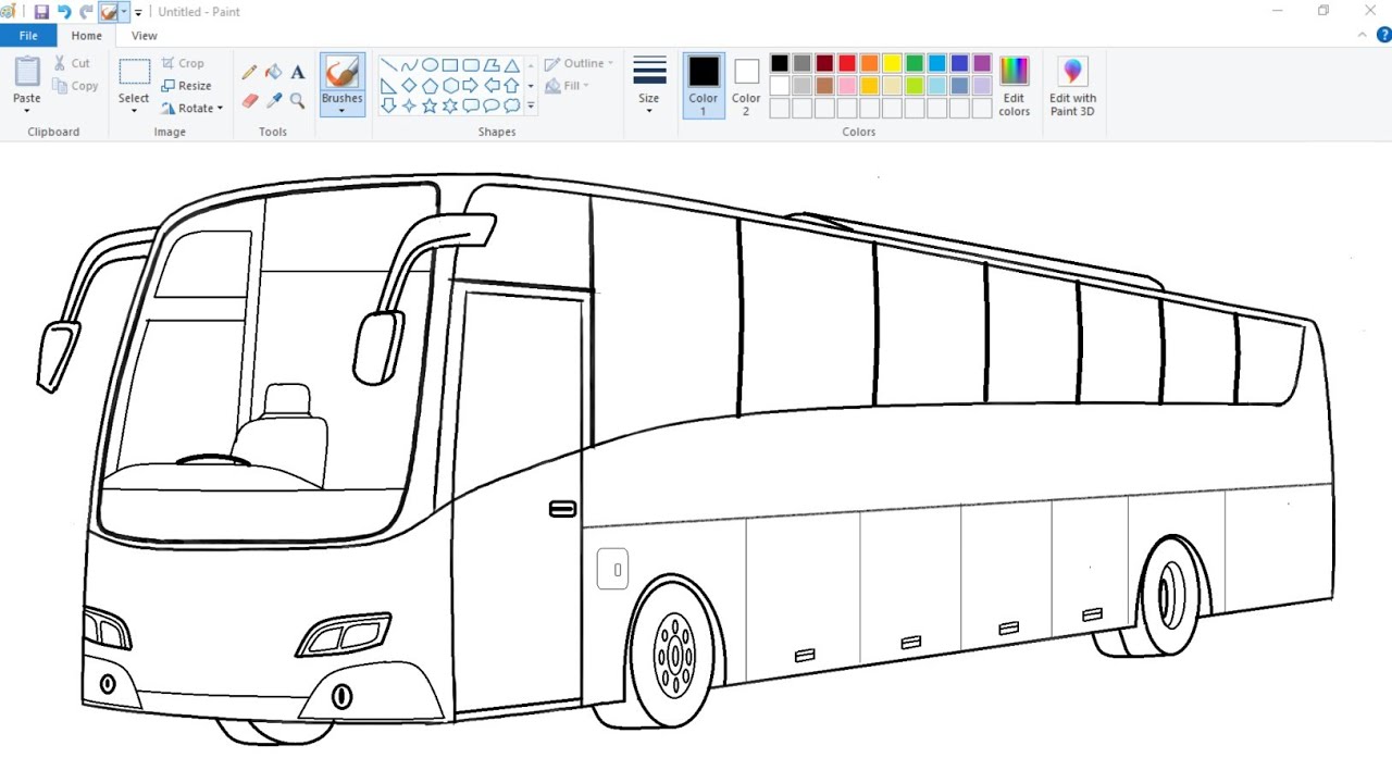 How to draw Bus in 3D | Drawing 3D Bus on computer using Ms Paint | Bus drawing Tutorial.