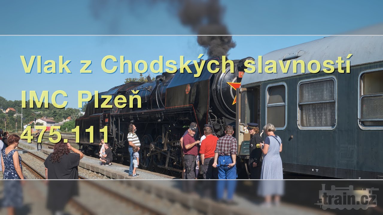 Parní vlak z Chodských slavností z Domažlic do Plzně, 475.111, IMC Plzeň
