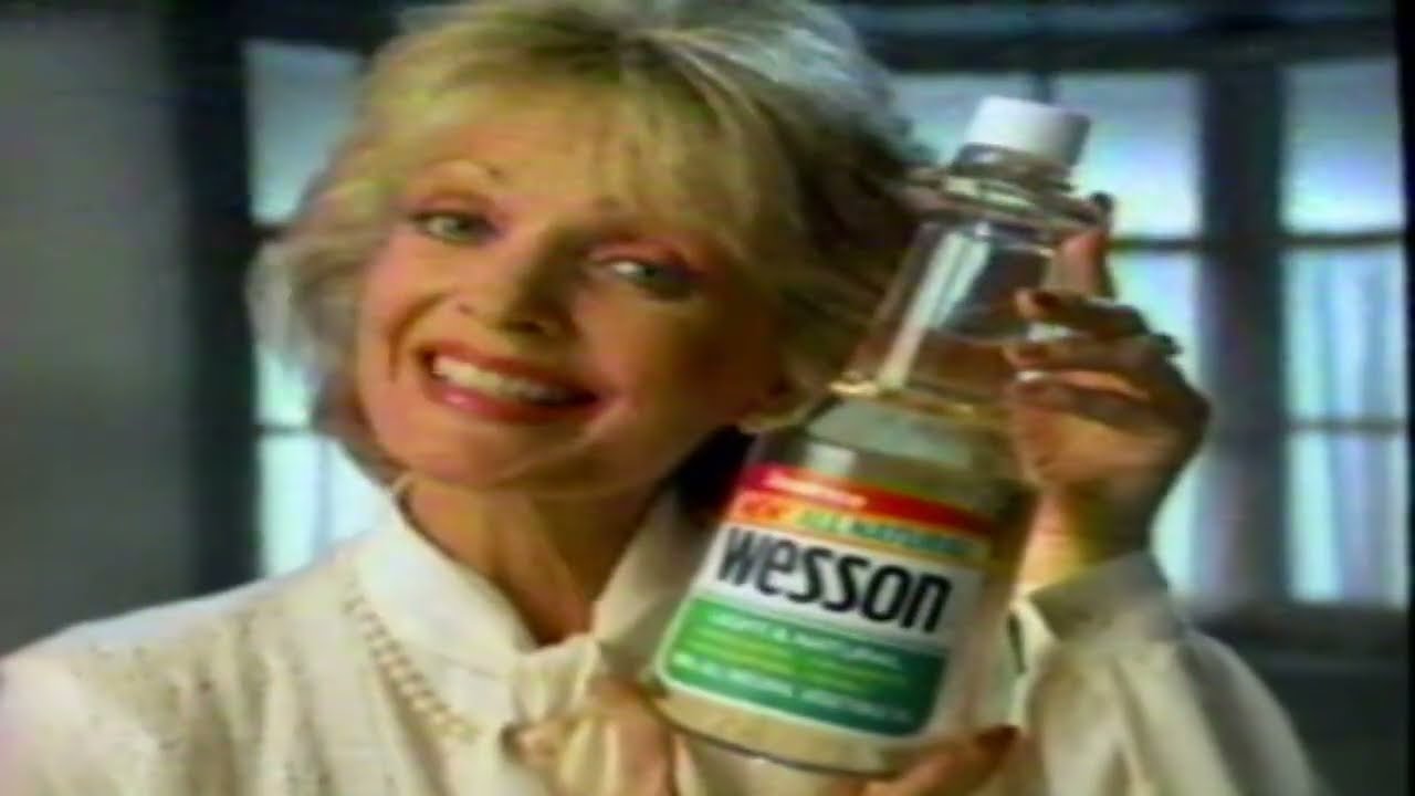 Retro All Natural Wesson Vegetable Oil Commercial 1985 Frying Oil Florence Henderson