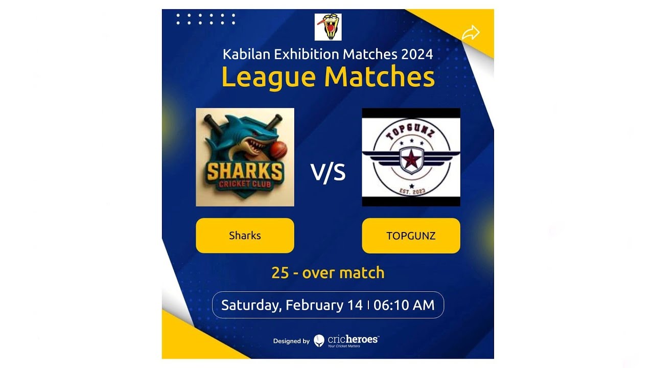 Kabilan-Exhibition-Matches-2026 - Sharks-vs-TOPGUNZ - Sharks Bowling 🏀 🏏 🔥 