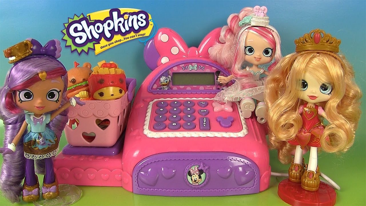 Poupées Shopkins Shoppies et Caisse Enregistreuse Minnie Mouse