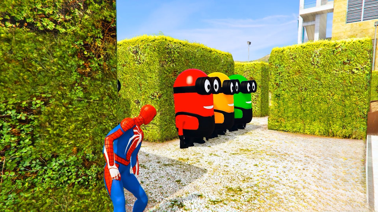 GTA 5 Pink Spiderman vs minion Ragdoll moments