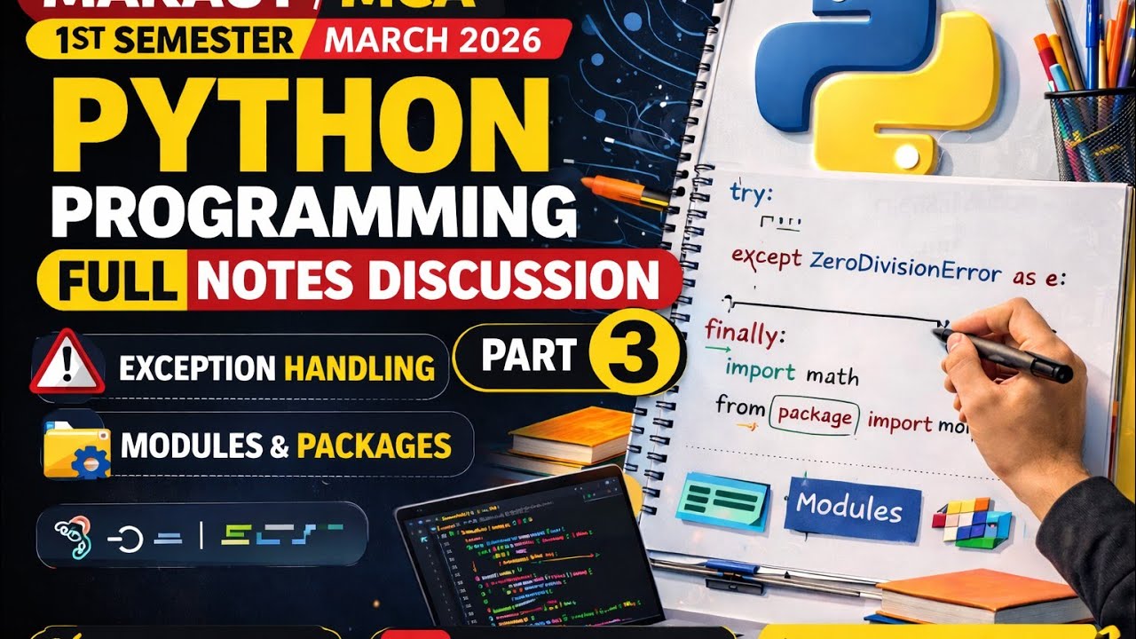 Python Programming Full Notes Discussion Part 3 | Exception Handling, Modules & Packages | #MAKAUT