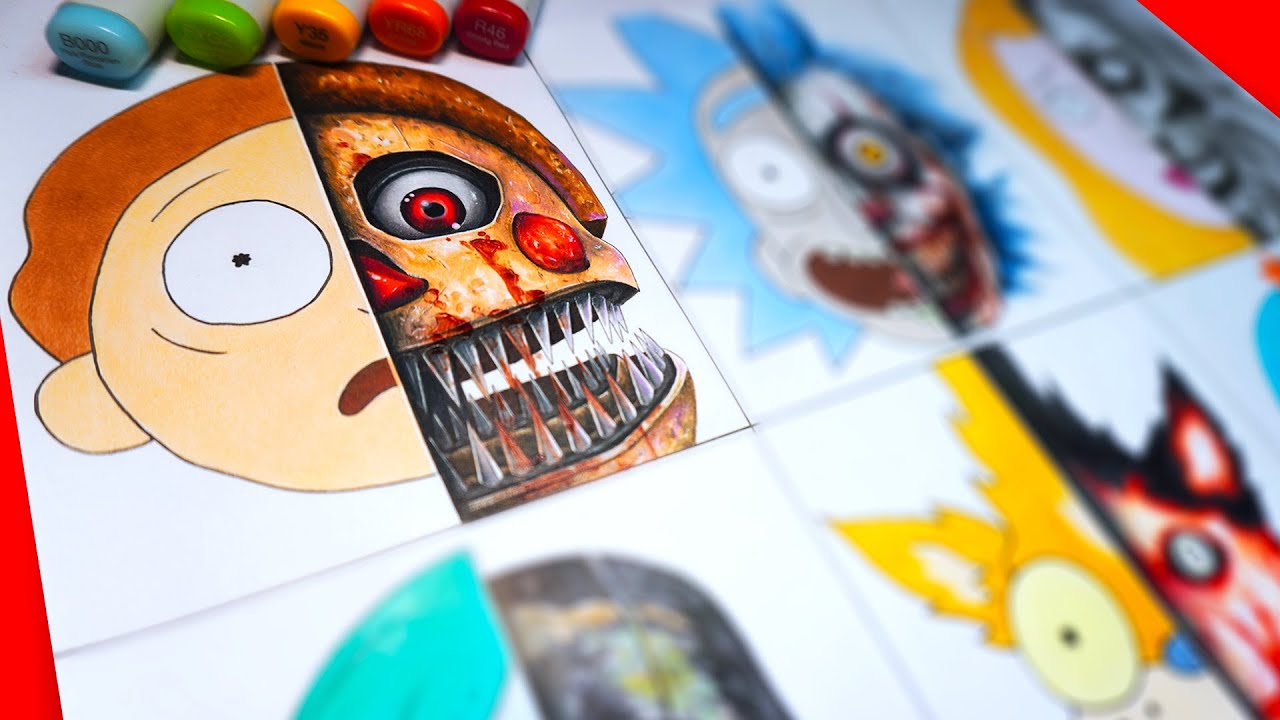 HORROR Artist Draws Rick and Morty Characters in SCARY Styles (FNAF + More!)