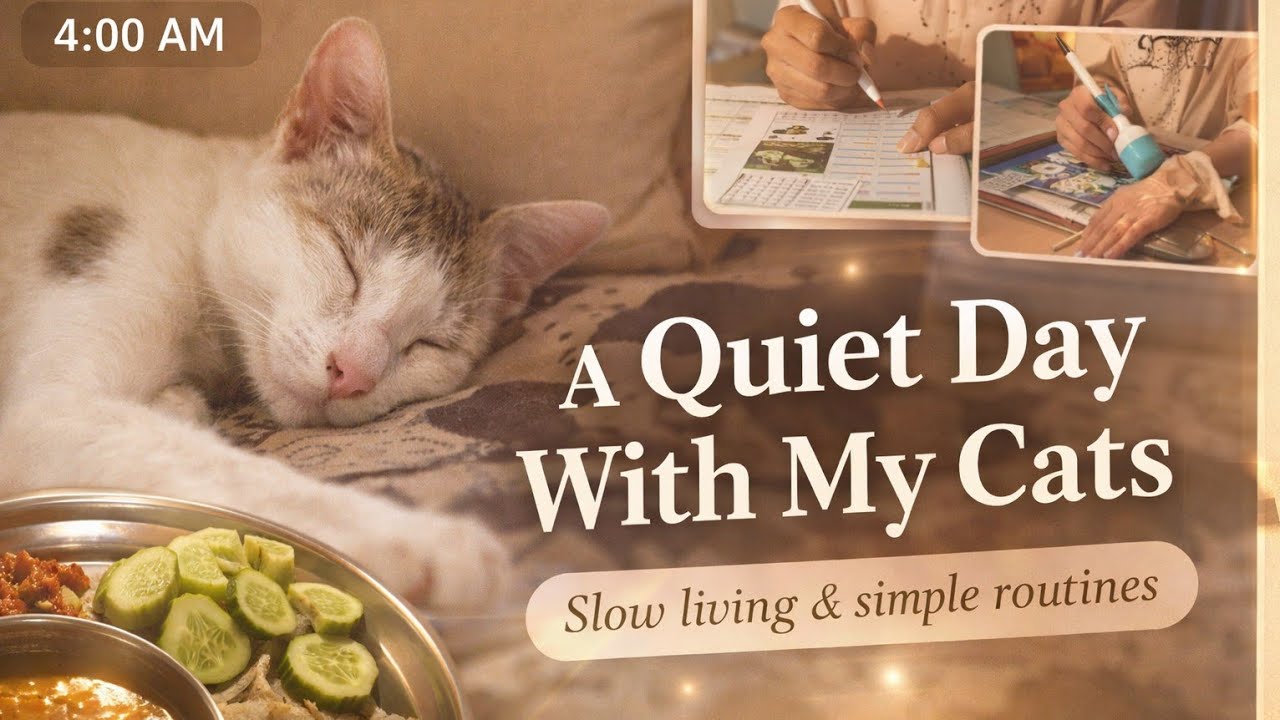 A quiet day at home — slow routines, backyard fruit, studying, and sleepy cats.🐾