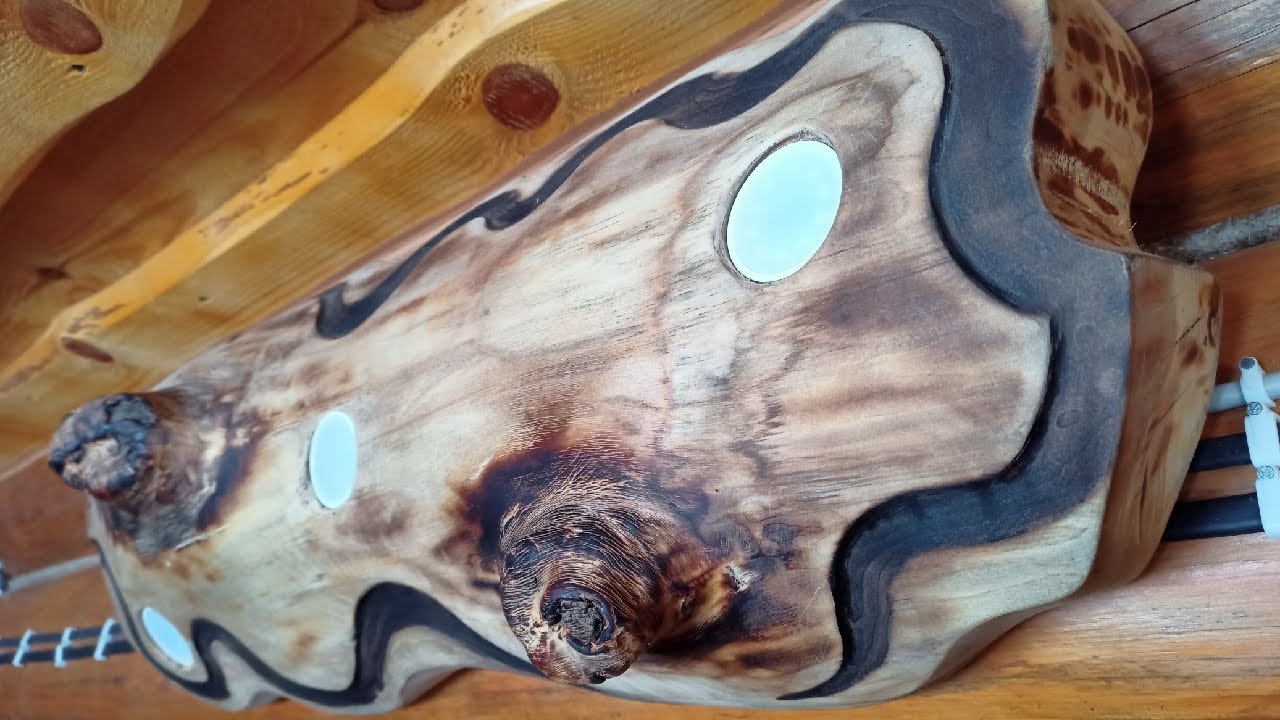 Настенный светильник из горбыля осины Aspen slab wall lamp