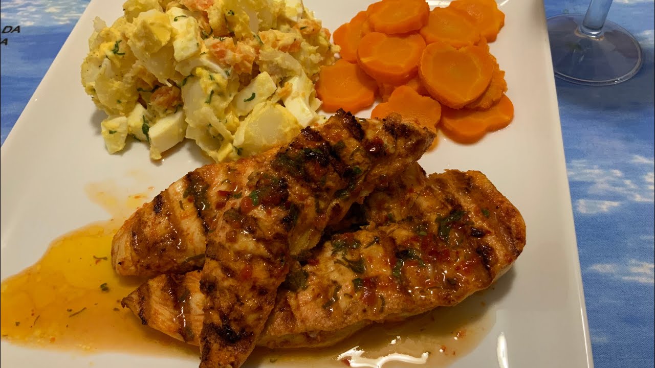 Peitinho de Frango Grelhado Regado com Molho Manteiga receita simples e rápida de fazer