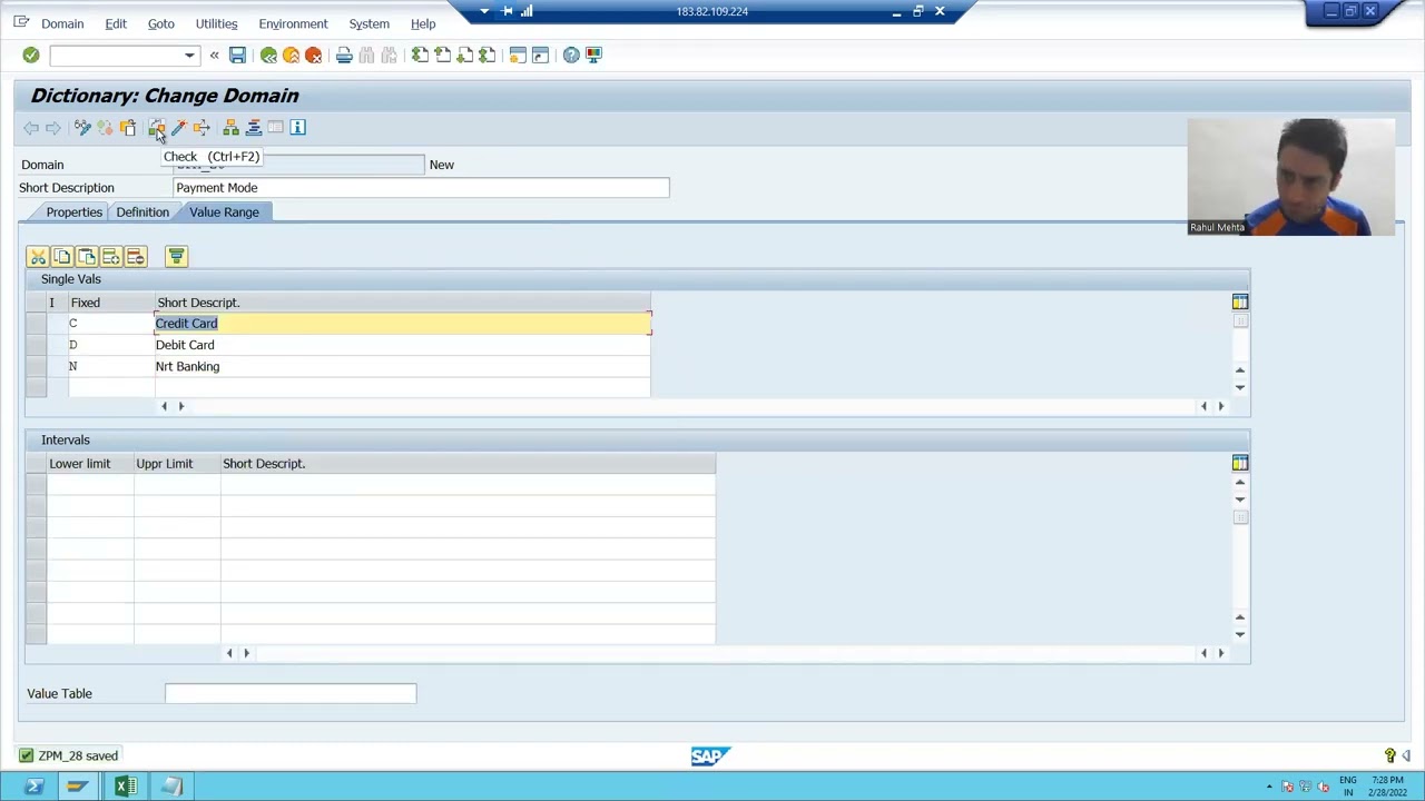 2 — Словарь ABAP — Создание домена
