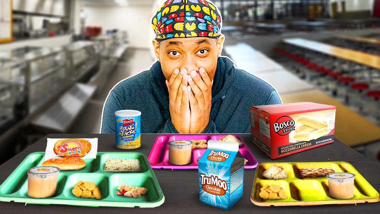 Eating ENTIRE Nostalgic Cafeteria Food Menu Mystery Box