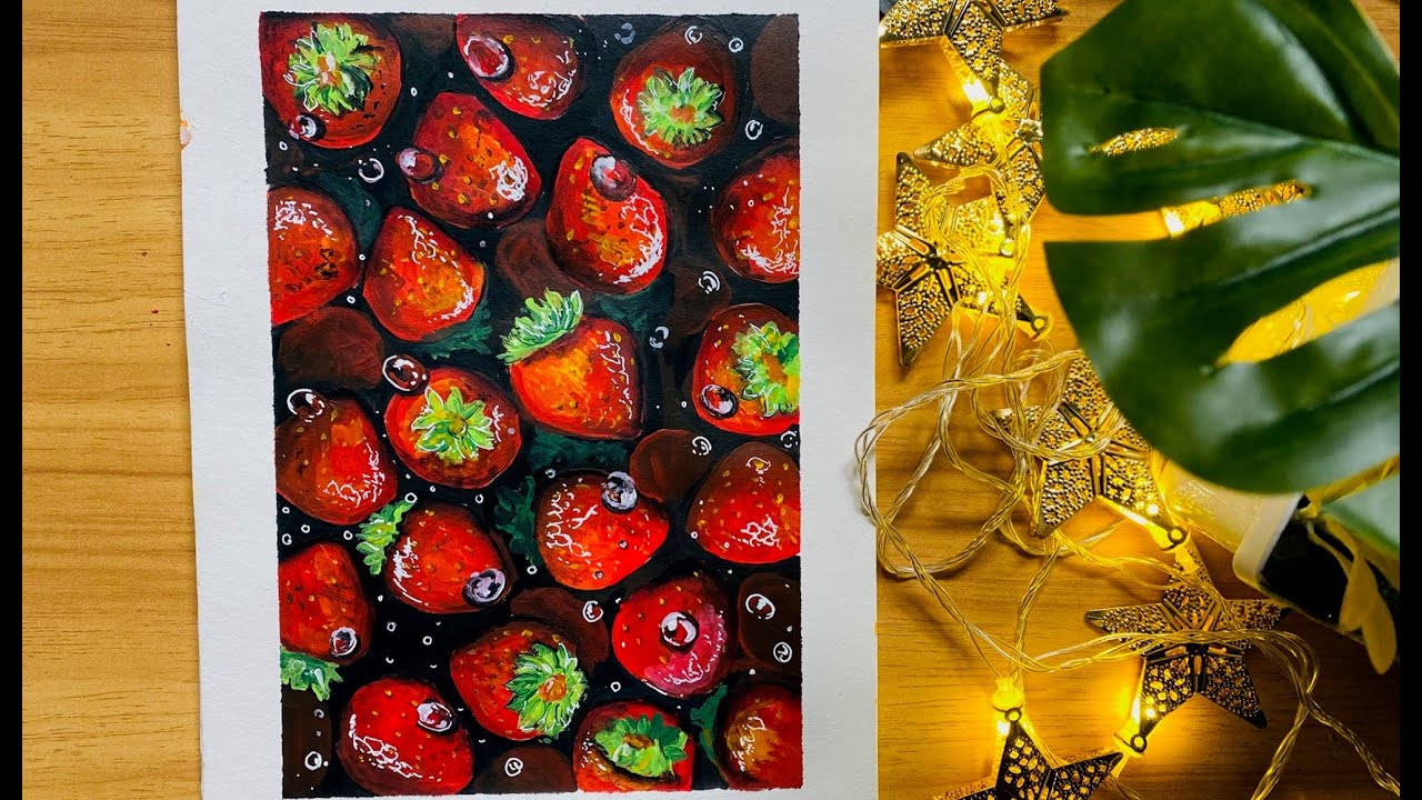 Strawberries | Acrylic Painting Tutorial | Easy Painting | Step by Step Tutorial