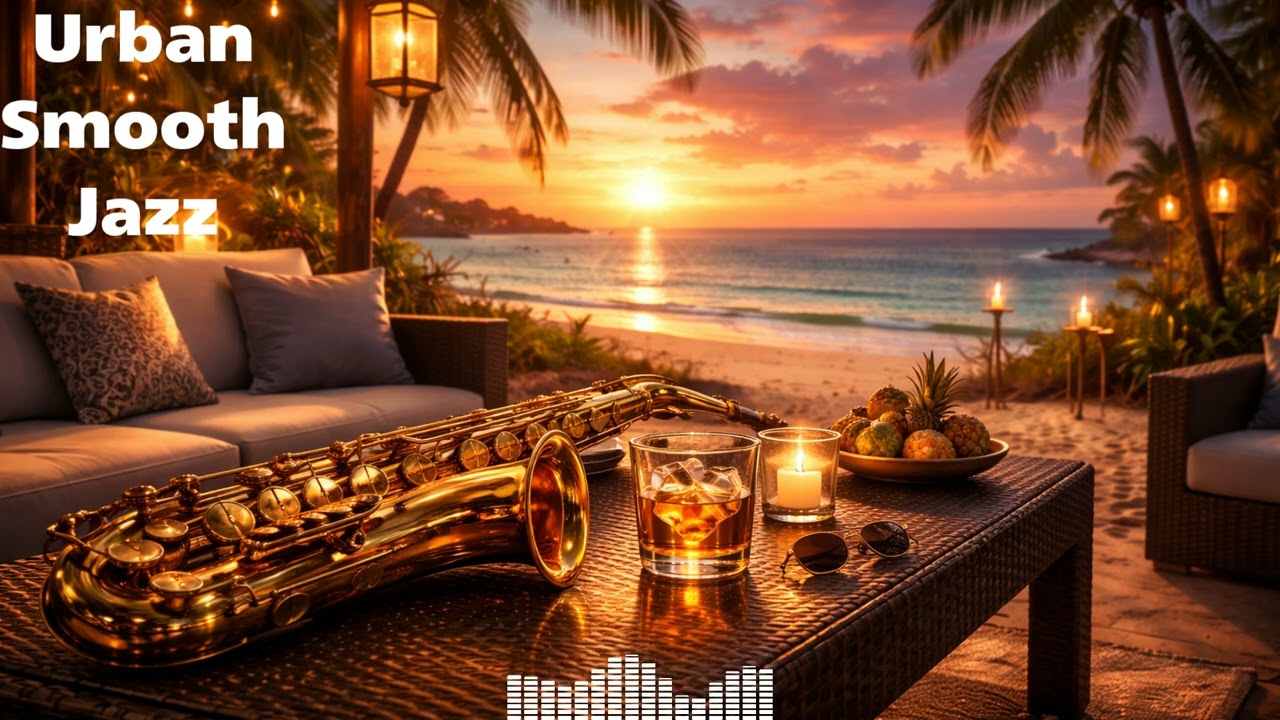 ⏯️🎷 Smooth Jazz 🌆 Theme:Sunset at a tropical resort 🪴 Track 3 🎸