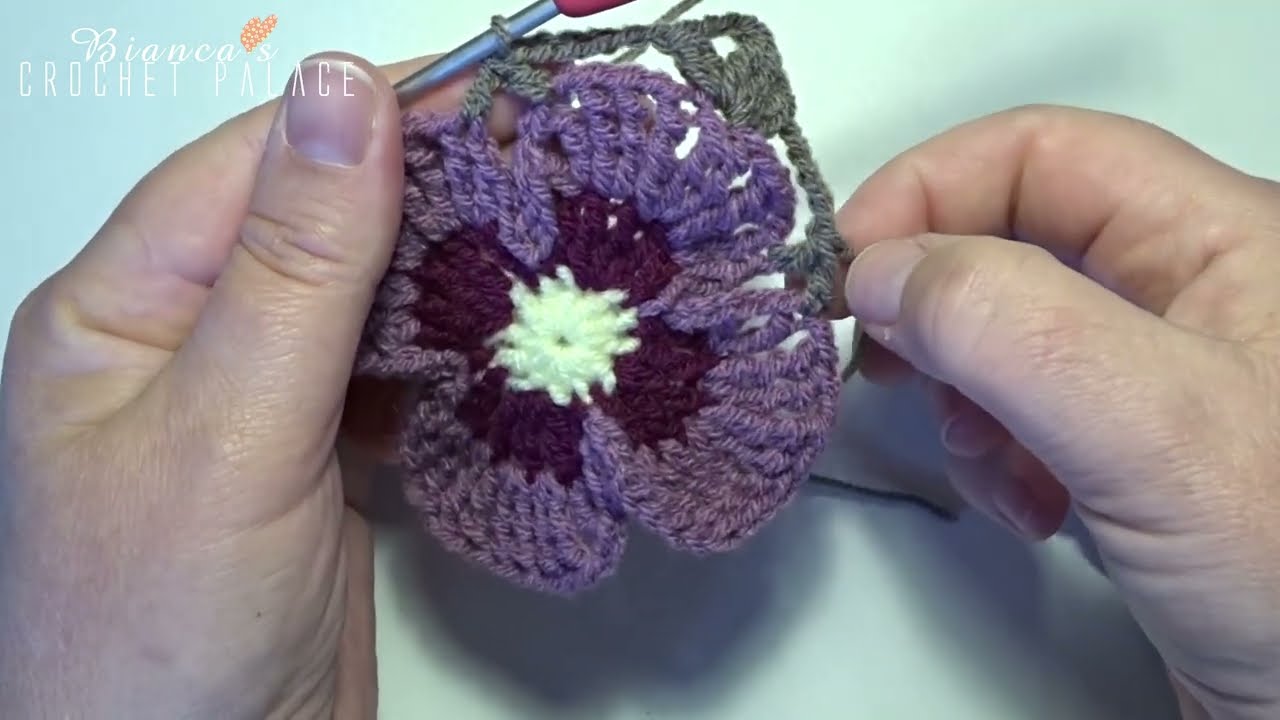 How to Crochet - Violet Flower Square