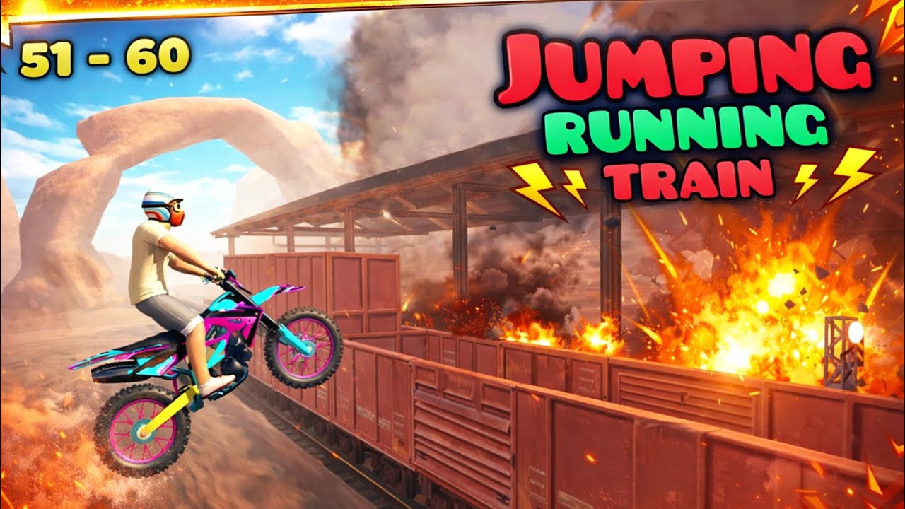 Running Train Jump Challenge | Stunts Bike Extreme Levels 51–60  Gameplay 🔥