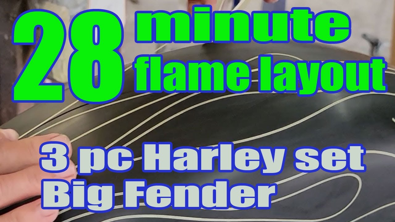 Custom Motorcycle Paint -28 Minute Flame Layout on a big fendered Harley set