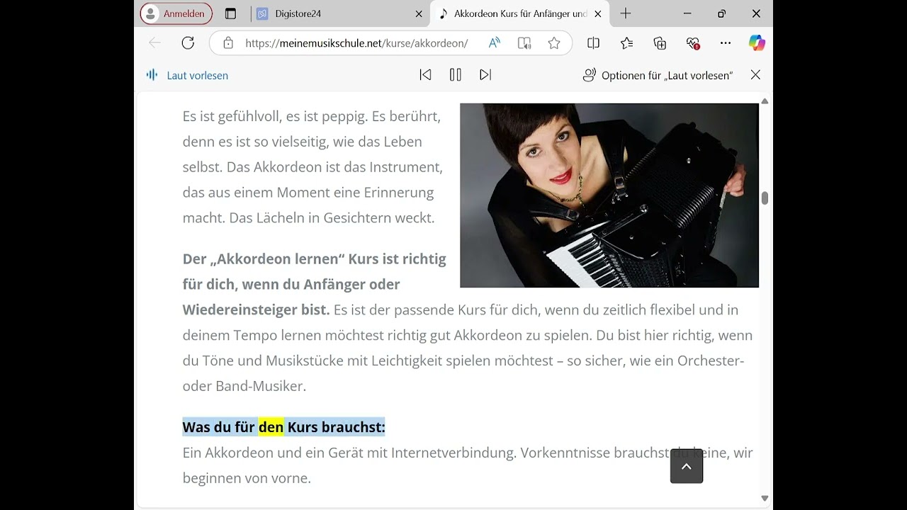 Akkordeon lernen mit Janina R&uuml;ger f&uuml;r Anf&auml;nger  ist wie das Tanzen zwischen Sonne und Wind. Wie das