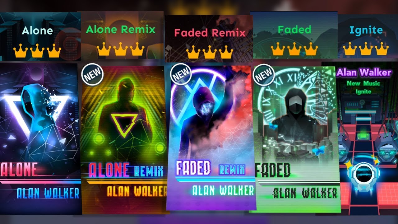 Rolling Sky All Alan Walker levels (Faded, Alone + Remixes, Ignite)