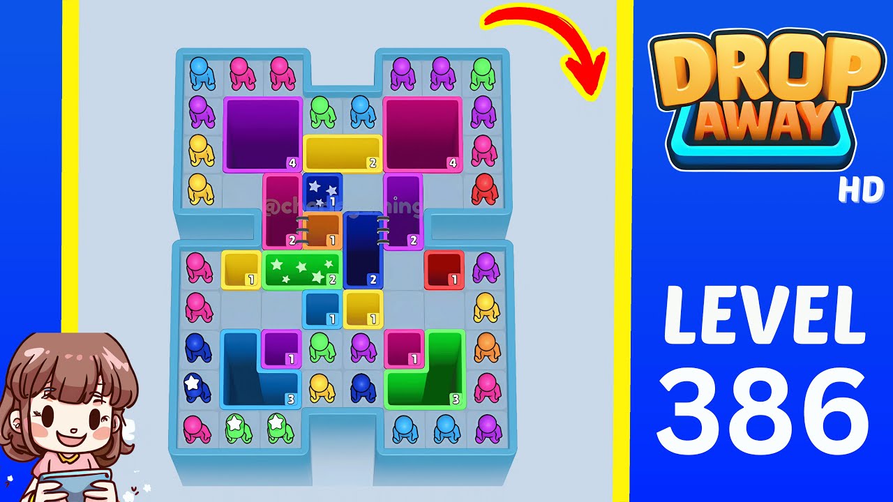 Drop Away Level 386 Solution Walkthrough