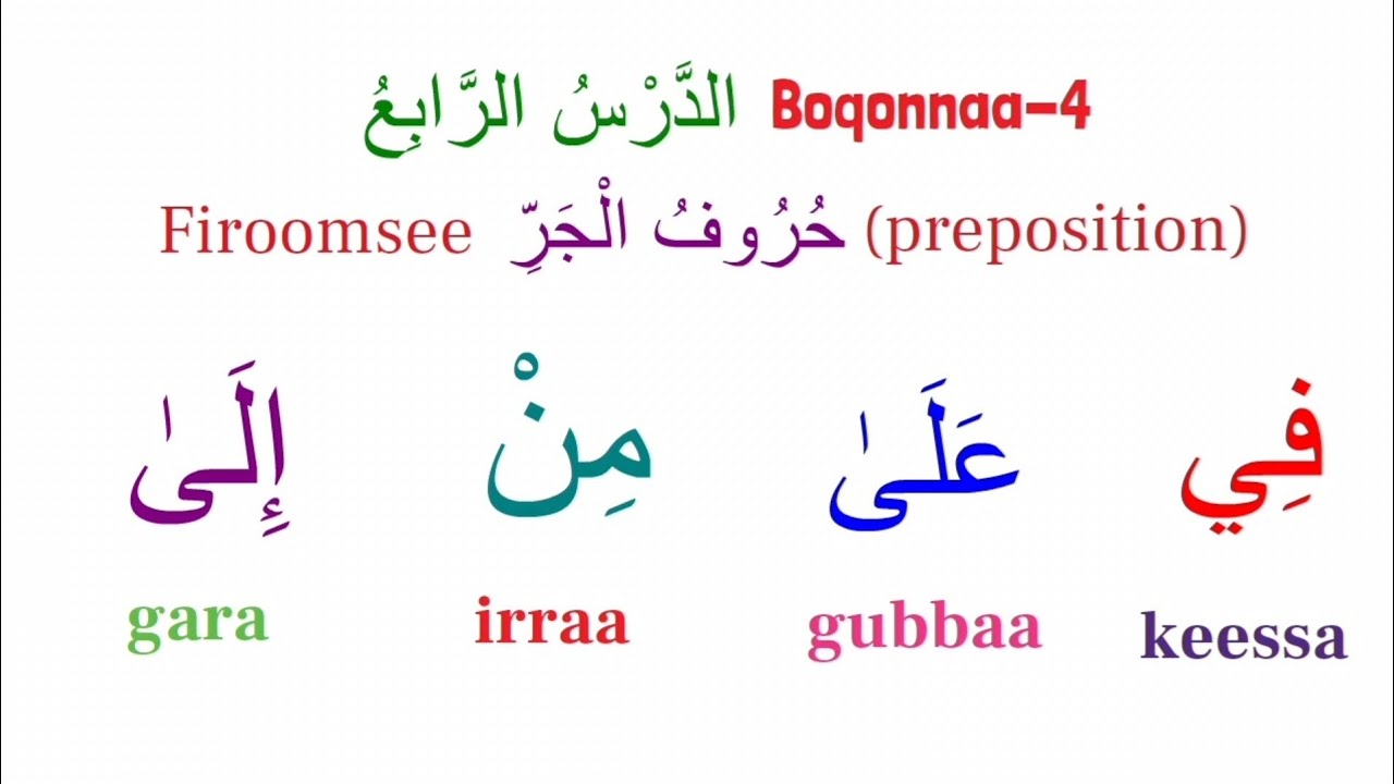 Learn Arabic in Afaan Oromoo/Medina Arabic book-Lesson-4A