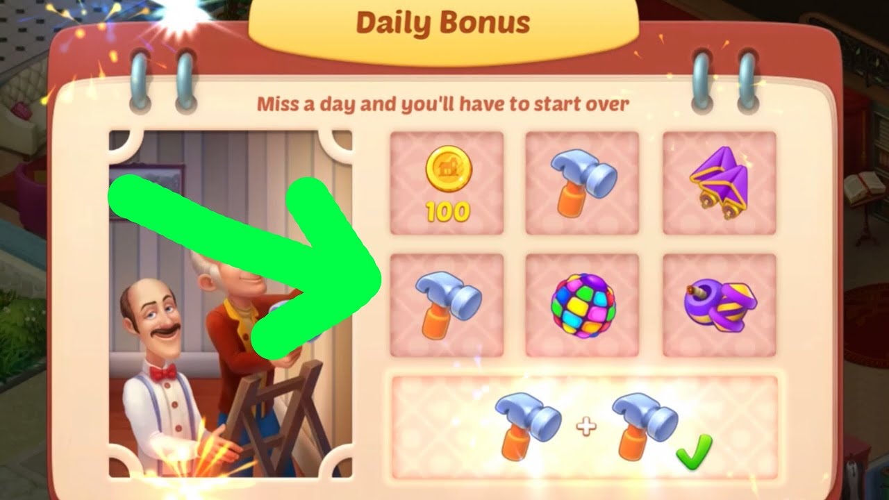 HOMESCAPES - ALL THE DAILY BONUS in detail! (7 days in a row!)