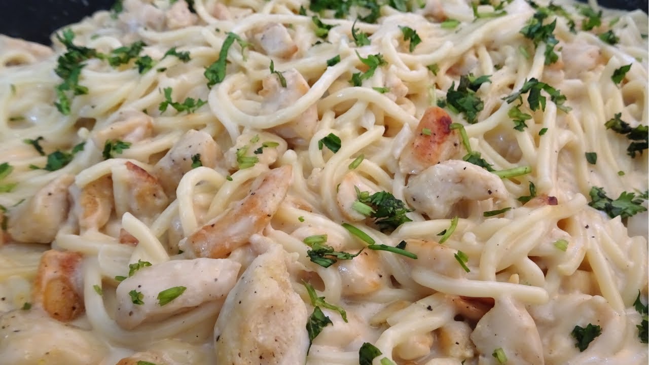 Как приготовить спагетти с курицей и сливками. Мои вку...