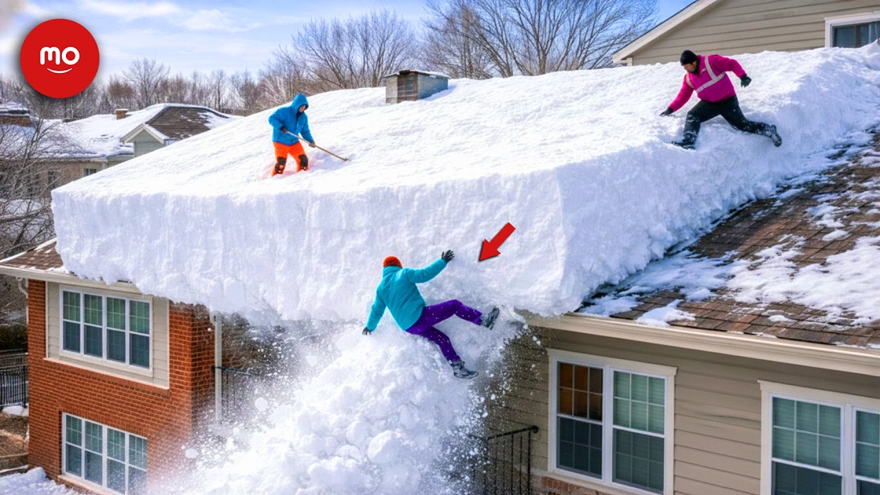 Idiot Snow Removal: Massive Roof Avalanche | Extreme Dangerous Plow Truck Fails #10