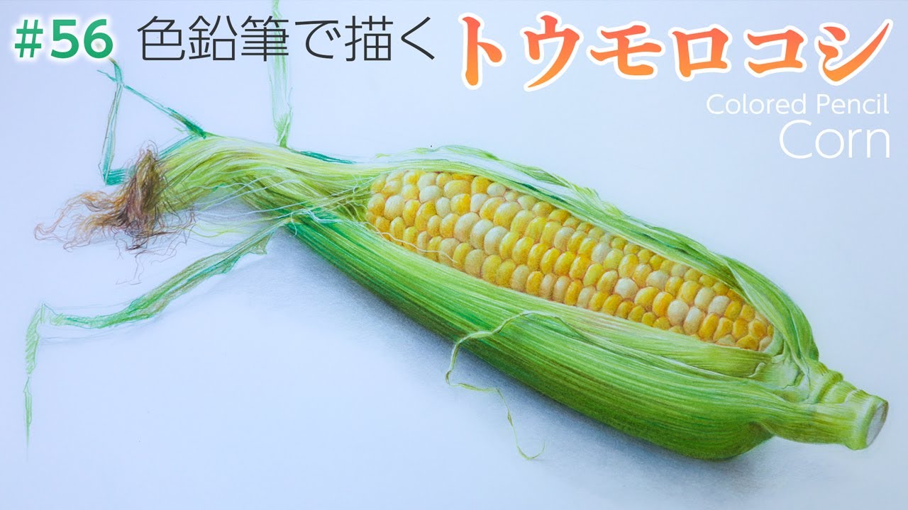 【色鉛筆画】トウモロコシを描く