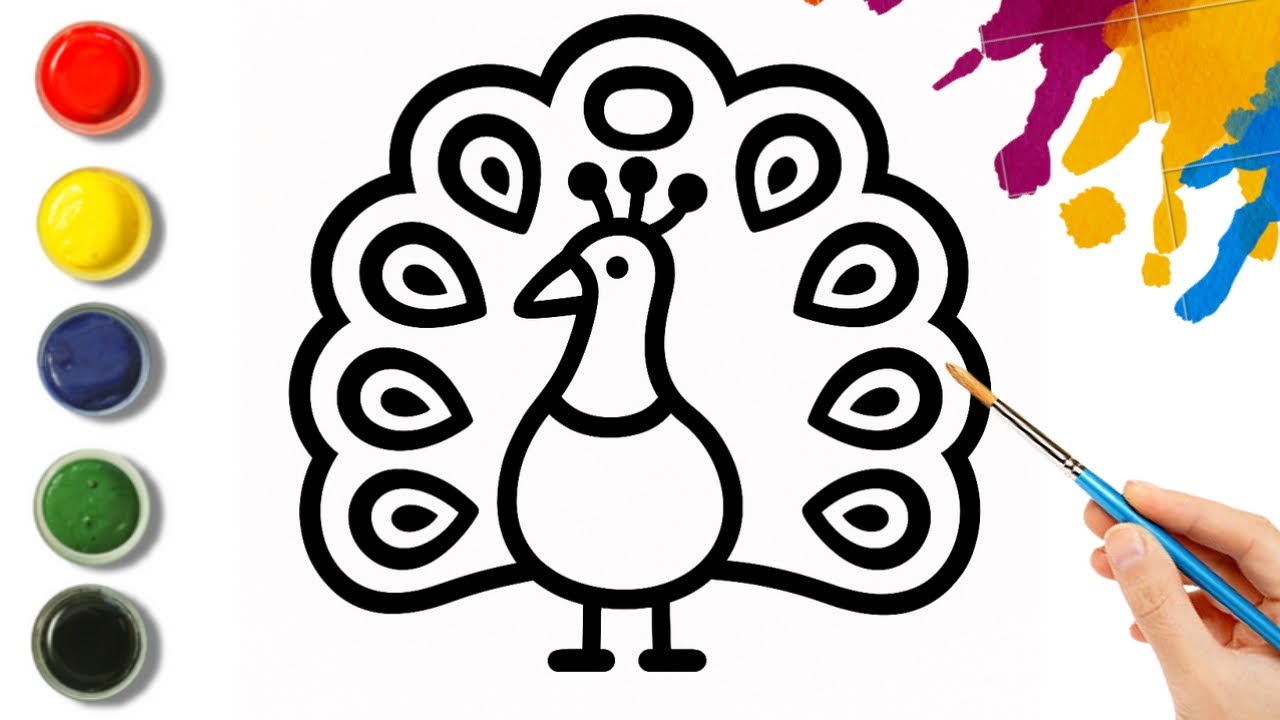Easy Peacock Drawing For Kids | Simple Peacock Step By Step | Waji Drawing Art
