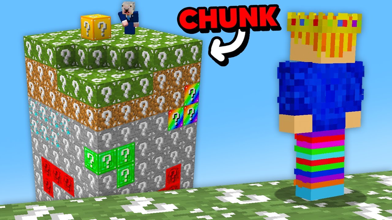 Survivre &agrave; 2 sur un Chunk LUCKY BLOCKS.. (si il meurt je gagne)