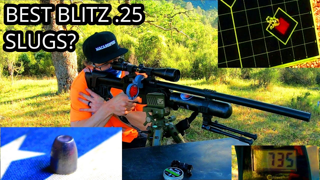 ( HATSAN BLITZ SLUG TEST ) JSB KO SLUGS .25 CAL TESTED AT 25 AND 50  YDS IN THE BEST SEMI AUTO PCP!!