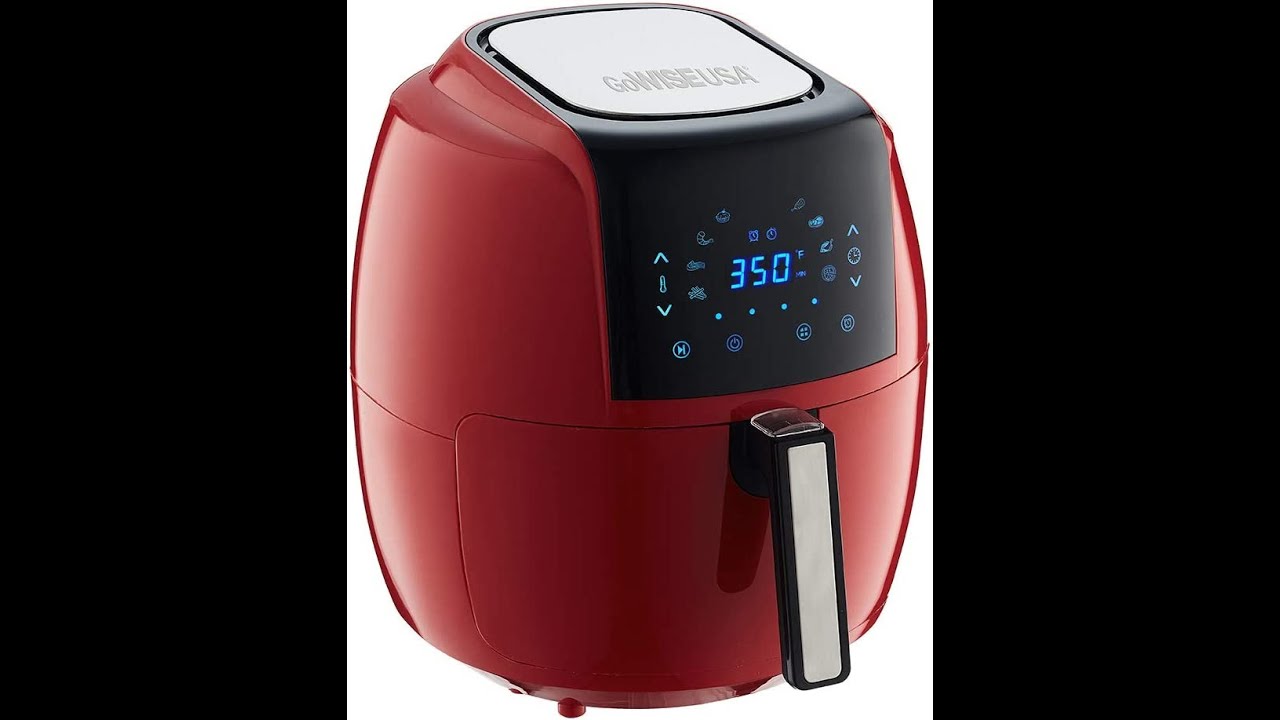 GoWISE USA 5 8 Quart Programmable 8 in 1 Air Fryer XL + Recipe Book Chili Red