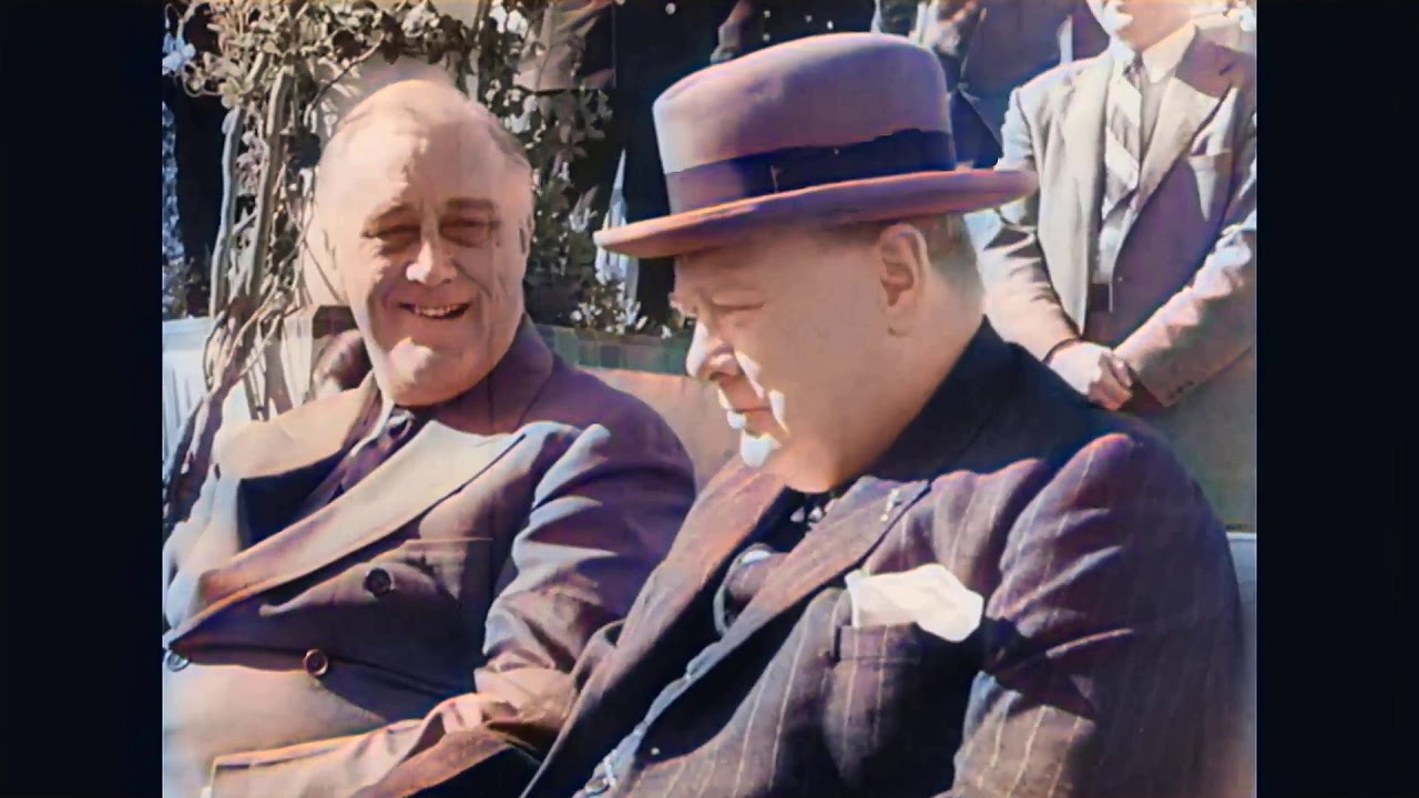 Churchill, Roosevelt & Stalin meetings during WW II in Casablanca, Tehran and Yalta in color! [HD]