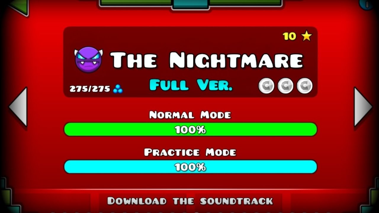 THE NIGHTMARE FULL VER. MADE BY. CocoXs32 [ GEOMETRY DASH 2.2 ]
