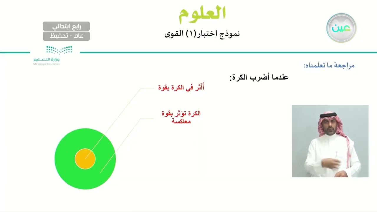 نموذج اختبار (1) القوى - العلوم - رابع ابتدائي