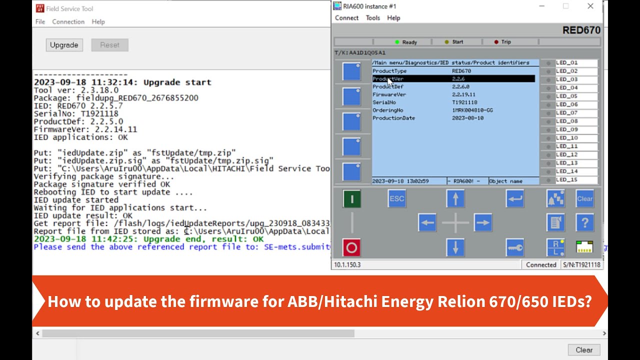 How to update firmware for ABB/Hitachi Energy Relion 670/650 IEDs