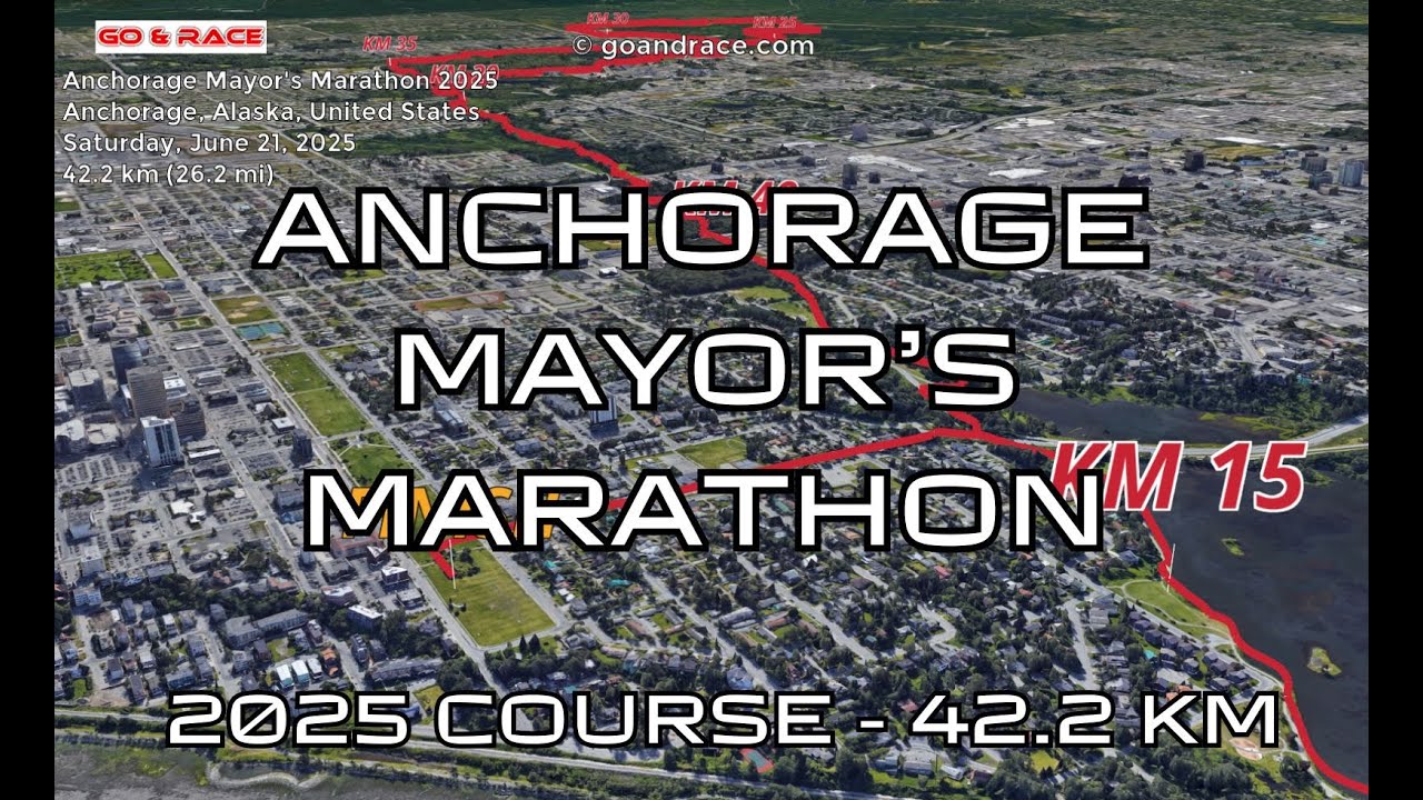 Anchorage Mayor's Marathon 2025: fly over the marathon course! Video of the race path.
