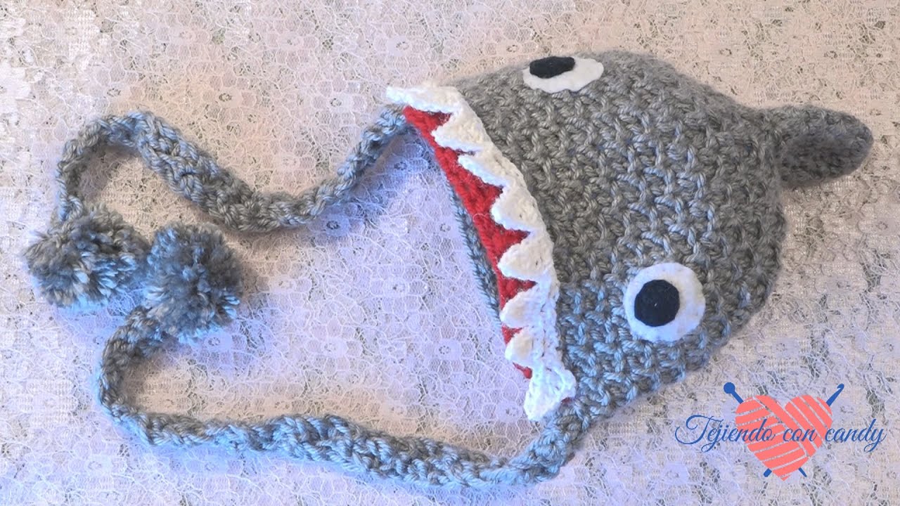Gorro tiburon para niños (con tabla de medidas)