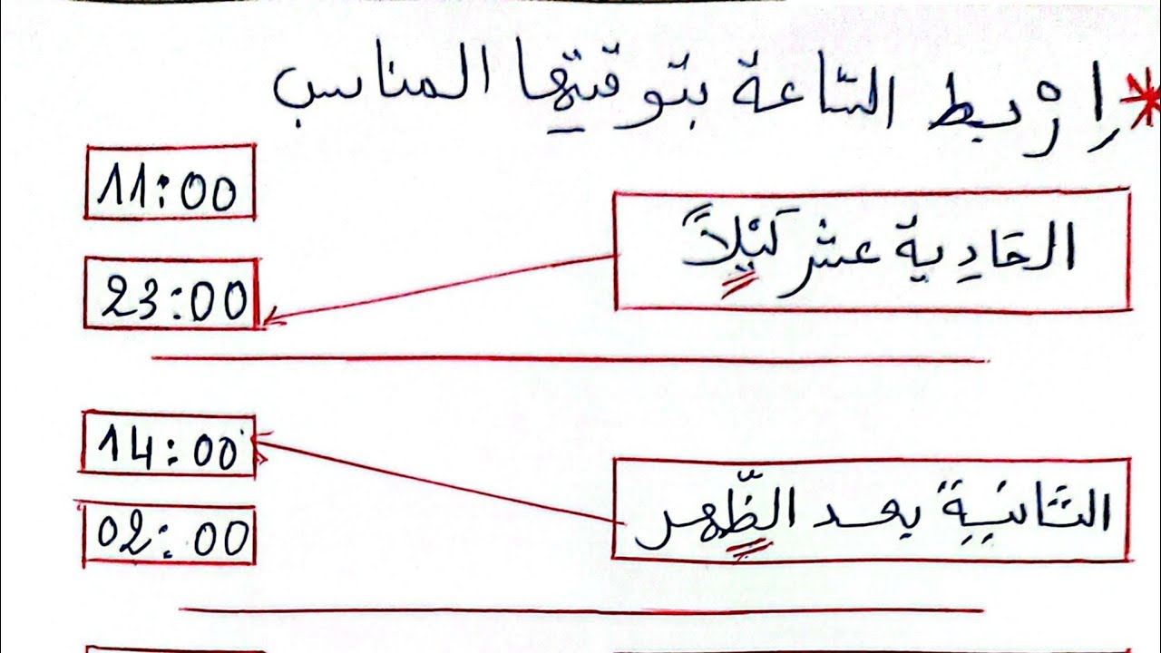تمارين كتابة الساعة صباح ومساء