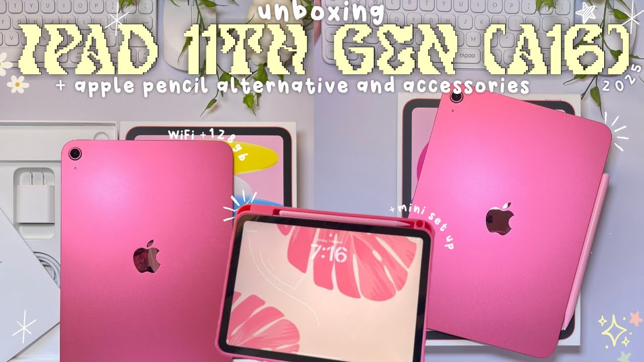 iPad 11th gen (A16) unboxing [pink 128gb] | mini set up + apple pencil alternative & accessories📦🎀