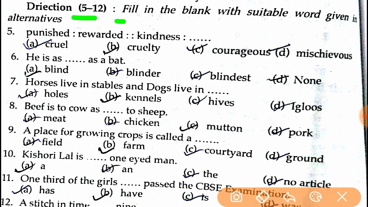 English Questions for Airforce and Navy