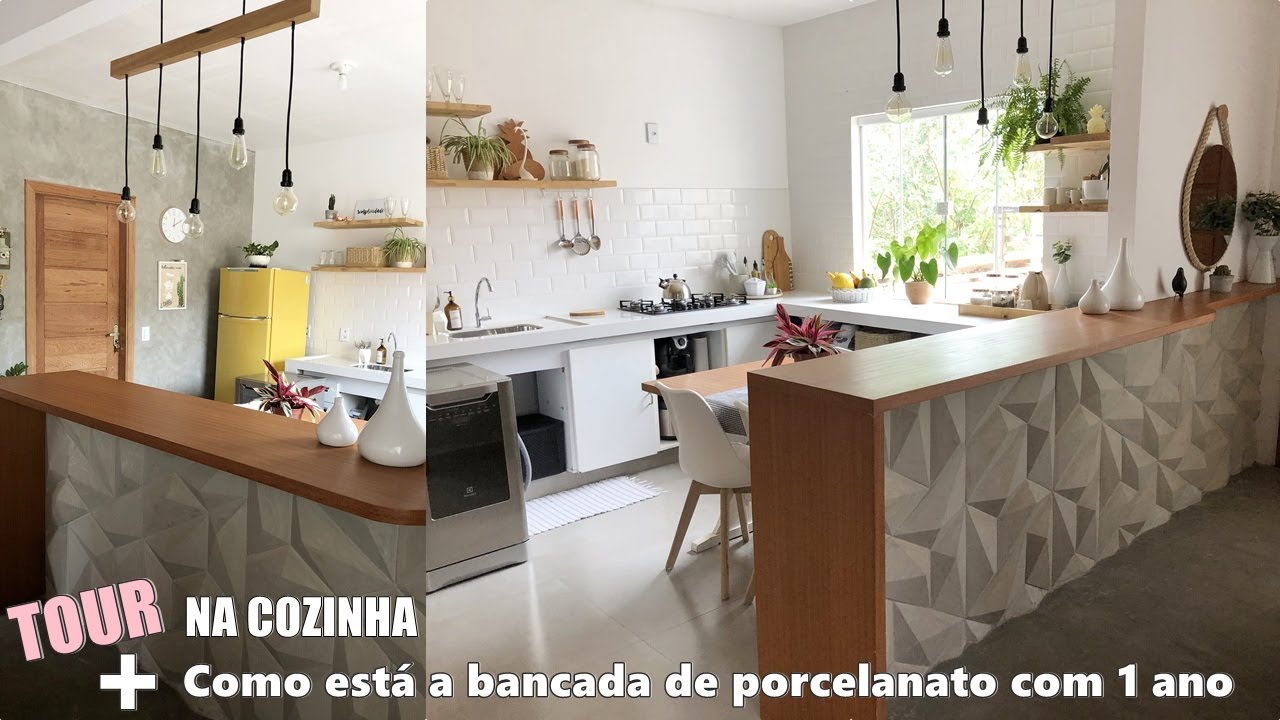 TOUR NA COZINHA + COMO TÁ A BANCADA DE PORCELANATO HOJE + VAMOS FAZER UMAS MUDANÇAS NA BANCADA