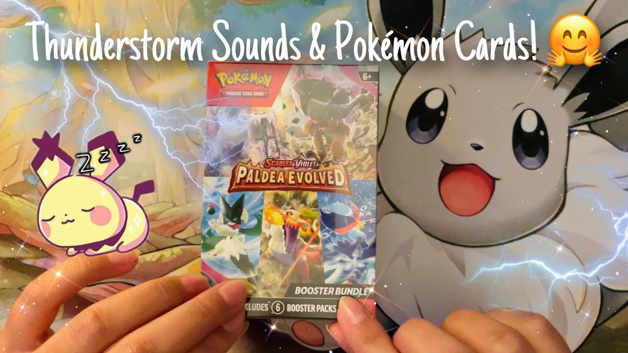 ASMR Opening Pokémon Paldea Evolved  During a Loud Thunderstorm (Lofi, Soft-Spoken)