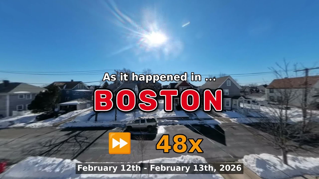 ⏩ Daily Time Lapse of the Boston Weather 360° Live Stream February 12th - 13th 2026 (48x) [Beta]