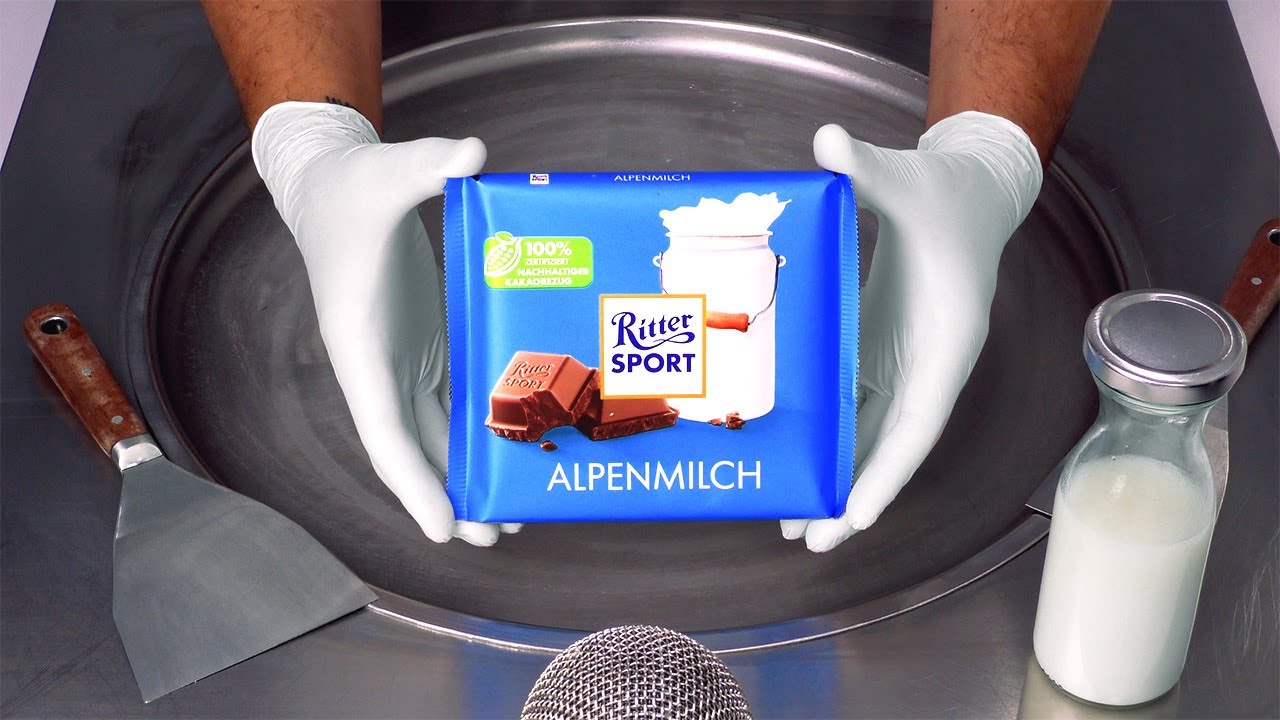 How to make Ice Cream Rolls out of Ritter Sport - Alpenmilch Schokolade | Chocolate ASMR