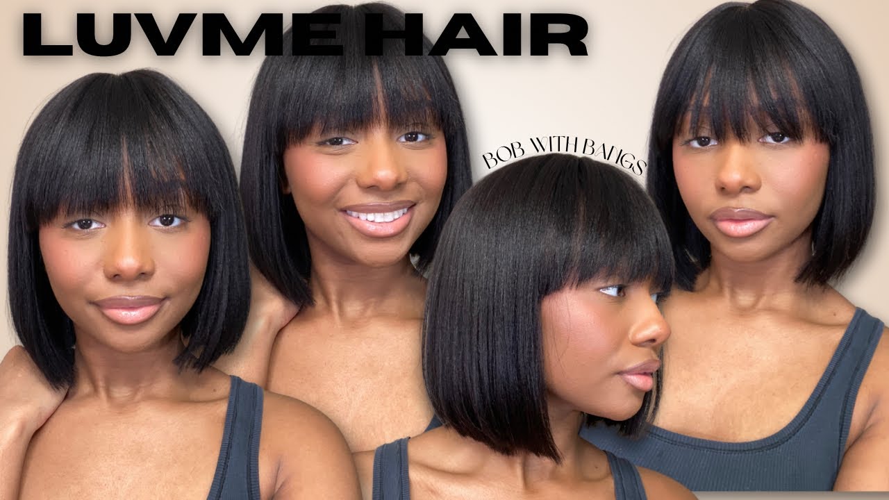 THIS WIG IS ONLY $71!!! 😍 | Yaki Straight 10 Inch Glueless Bob With Bangs Wig | Ft. Luvme Hair