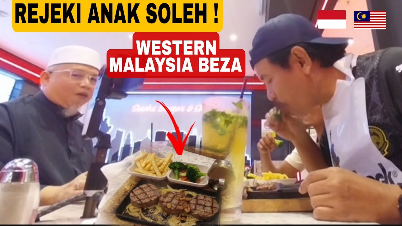 REZEKI ANAK SHOLEH❗DI BELANJA USTAZ MAKAN WESTERN PERTAMA KALI DI MALAYSIA 😭🤍