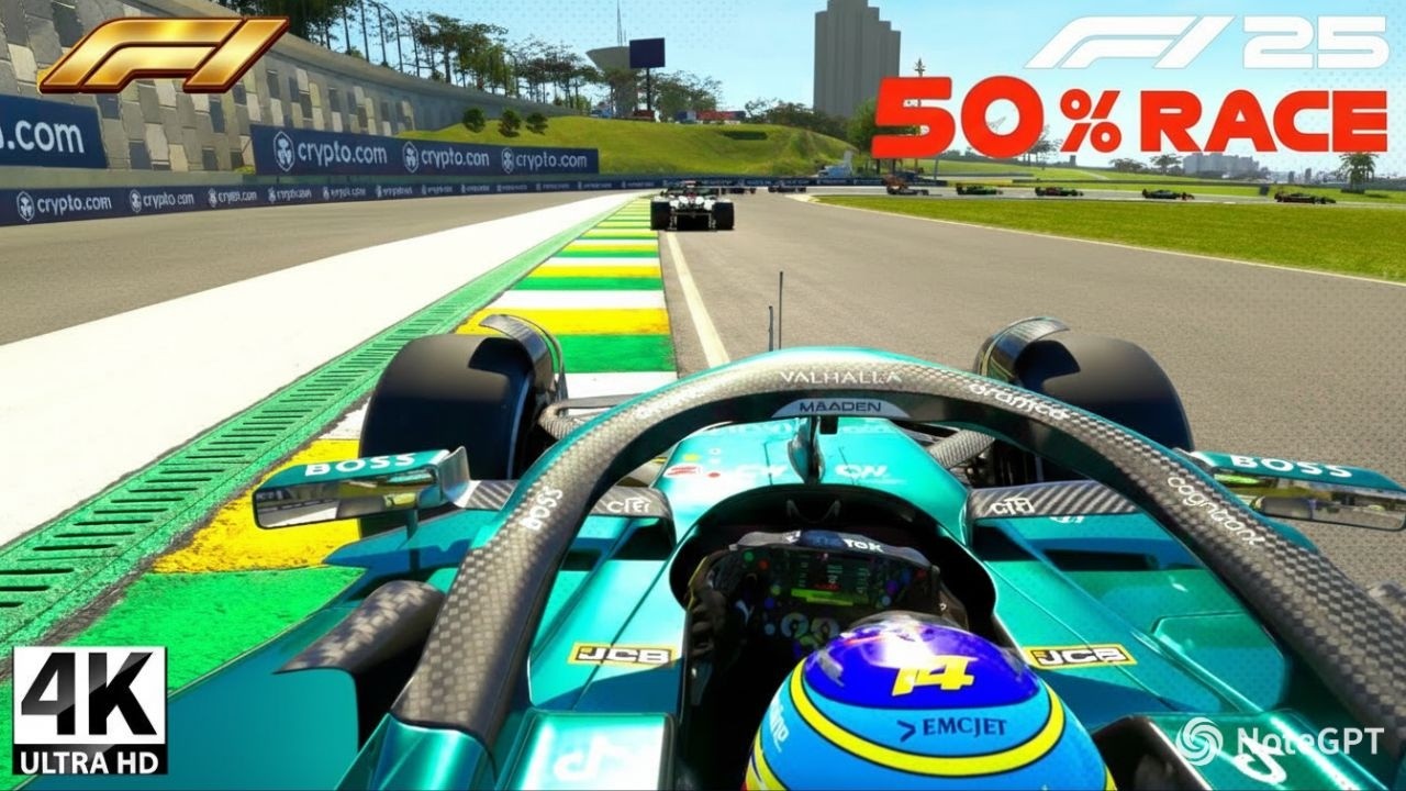 F1 25 4K Ultra HD | Aston Martin AMR25 50% Race Battle at Brazil! 🇧🇷Interlagos Full Race 
