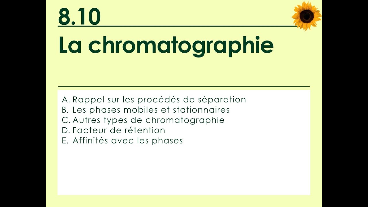 8.10 La chromatographie