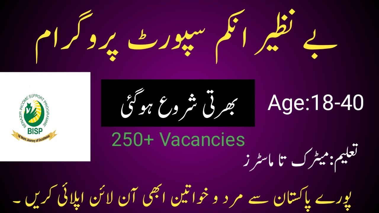 Benazir Income Support Program Jobs | 250+ Posts | Male And Female Apply Now! | Jobspak Official ||