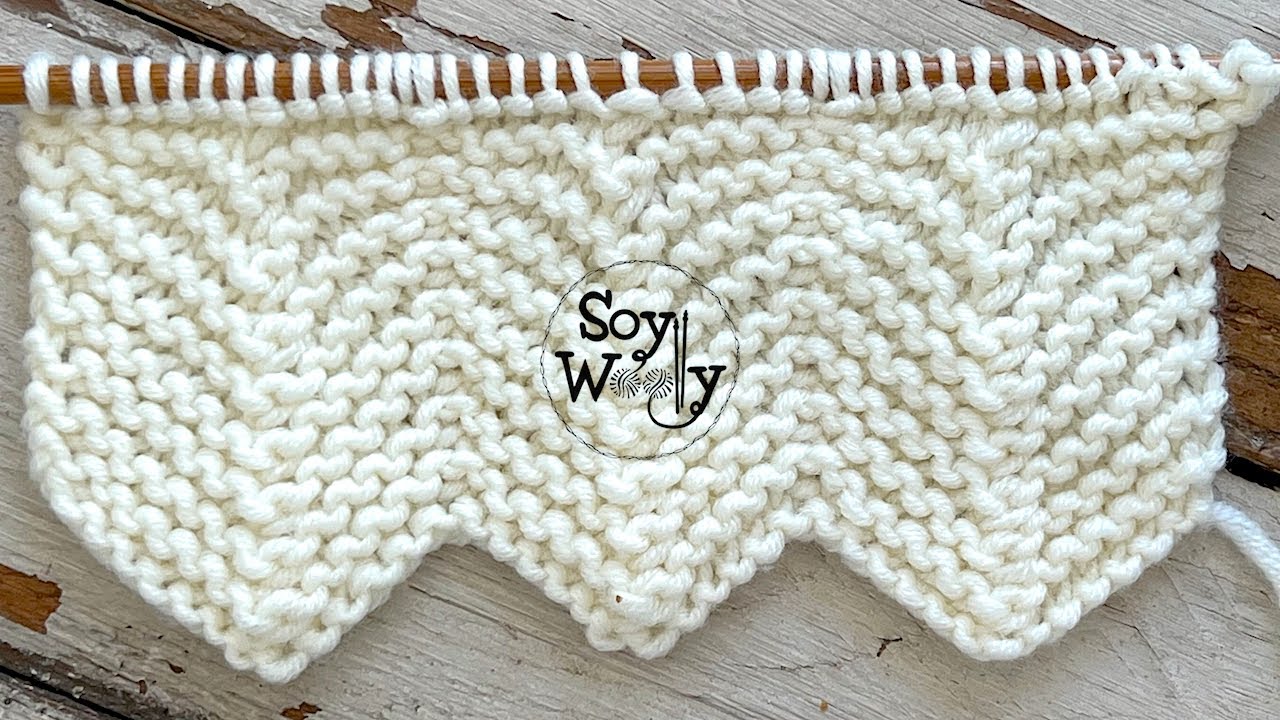 El mejor Punto Chevron que he visto! 1 vuelta, con p derecho, reversible, y no se enrosca-Soy Woolly